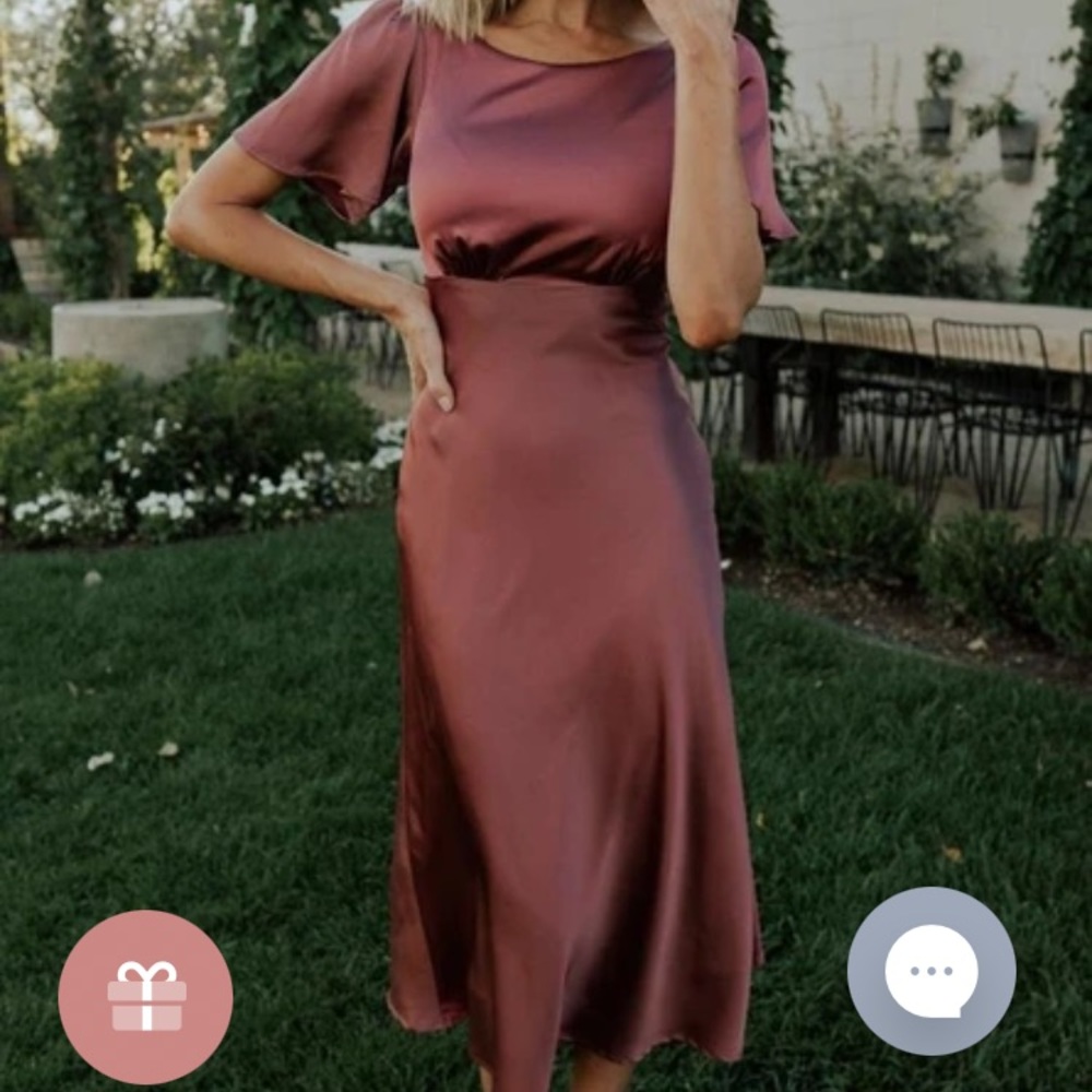 Baltic Born Dreya Satin Midi Dress in Deep Mauve Medium